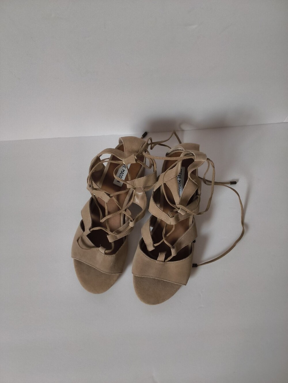 Steve Madden Taupe Lace-Up Suede Heels
